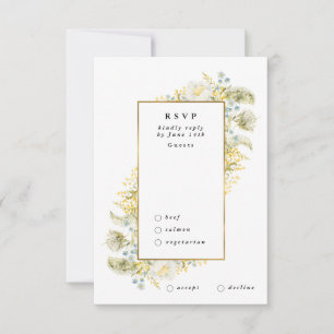 Elegant Gold Framed Wildflower Edging Wedding RSVP Card