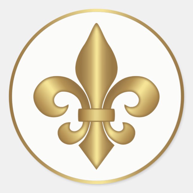Elegant Gold French Fleur de Lis Symbol Classic Round Sticker (Front)