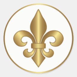 Elegant Gold French Fleur de Lis Symbol Classic Round Sticker