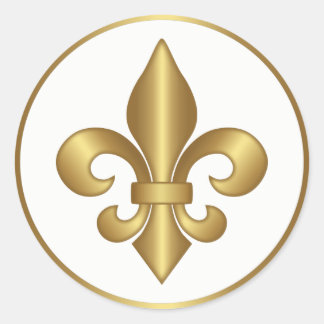 Elegant Gold French Fleur de Lis Symbol Classic Round Sticker