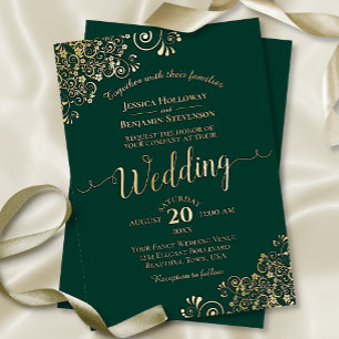 Elegant Gold Frills on Emerald Green Wedding