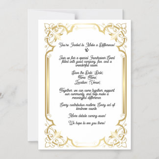 Elegant Gold Fundraiser Save the Date Card