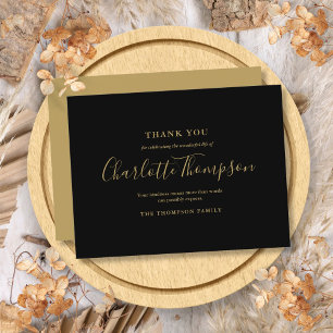 Elegant Gold Funeral Memorial Thank You Card