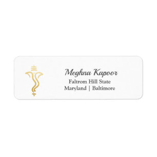 Elegant Gold Ganesh/ Indian God Address Labels