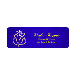 Elegant Gold Ganesh/ Indian God Damask Purple
