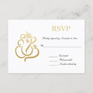Elegant Gold Ganesh Indian Wedding RSVP Invitation