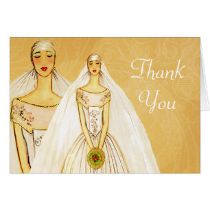 Elegant Gold Gay Lesbian Thank You with Bride