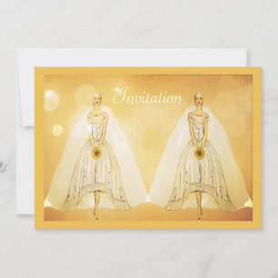 Elegant Gold Gay Lesbian Wedding Invitation