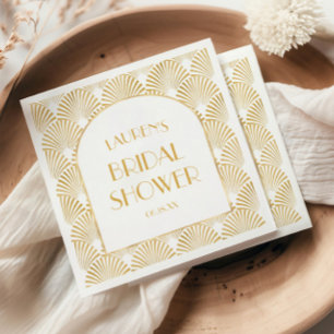 Elegant Gold Geometric Art Deco Bridal Shower Napkin