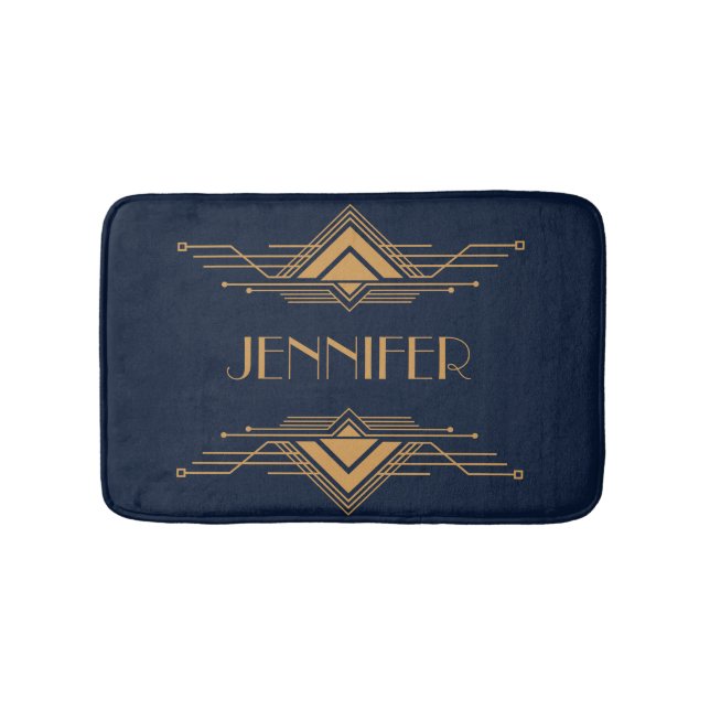 Elegant gold geometric Art Deco design Bath Mat (Front)