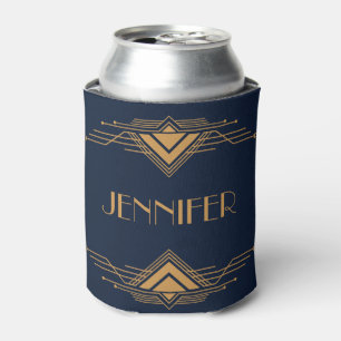 Elegant gold geometric Art Deco design Can Cooler