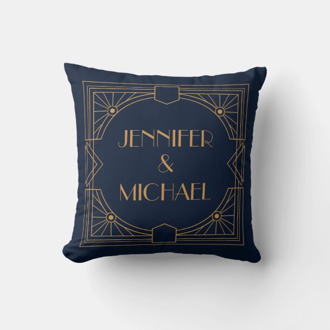 Elegant gold geometric Art Deco design  Cushion (Front)