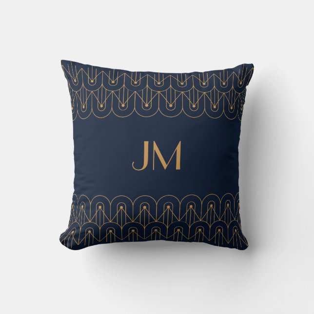 Elegant gold geometric Art Deco design Cushion (Front)