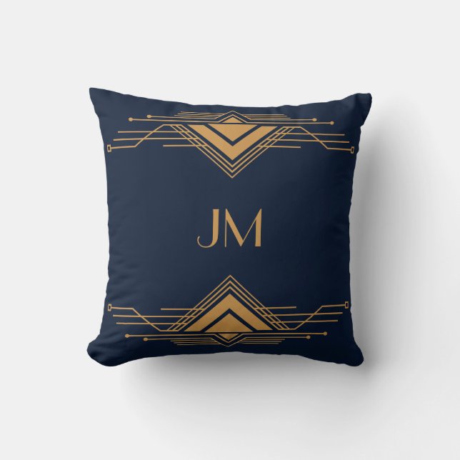Elegant gold geometric Art Deco design Cushion (Front)