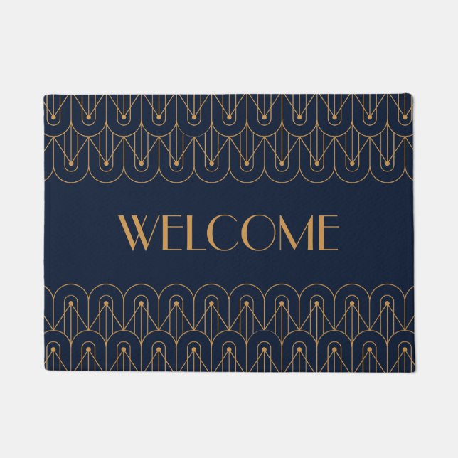 Elegant gold geometric Art Deco design Doormat (Front)