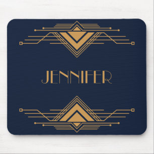 Elegant gold geometric Art Deco design Mouse Mat