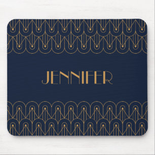 Elegant gold geometric Art Deco design Mouse Mat