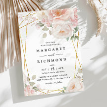 Elegant Gold Geometric Blush Pink Floral Wedding