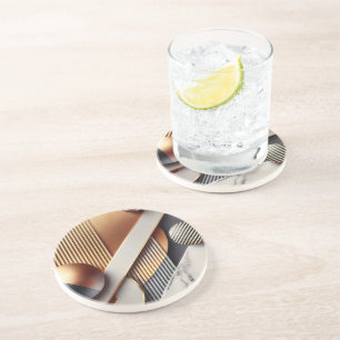 Elegant Gold Geometric Coaster Set