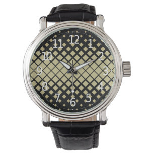 Elegant Gold Geometric Diamonds Tiles Pattern   Watch