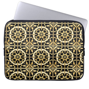 Elegant Gold Geometric Pattern Art Laptop Sleeve
