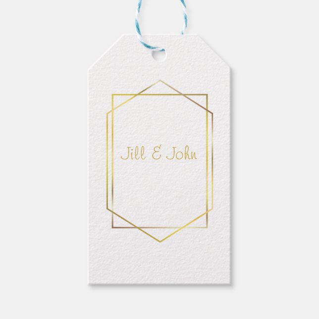 Elegant Gold Geometric Wedding Gift Tag (Front)