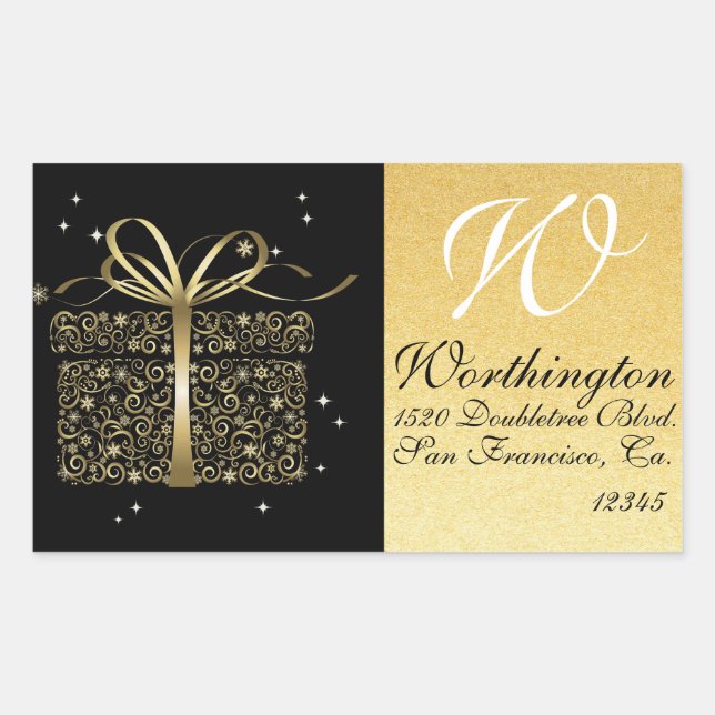 Elegant Gold Gift Address Label Sticker - SRF (Front)