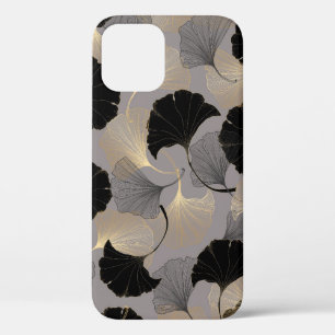 Elegant gold Ginkgo, vintage background. iPhone 12 Case