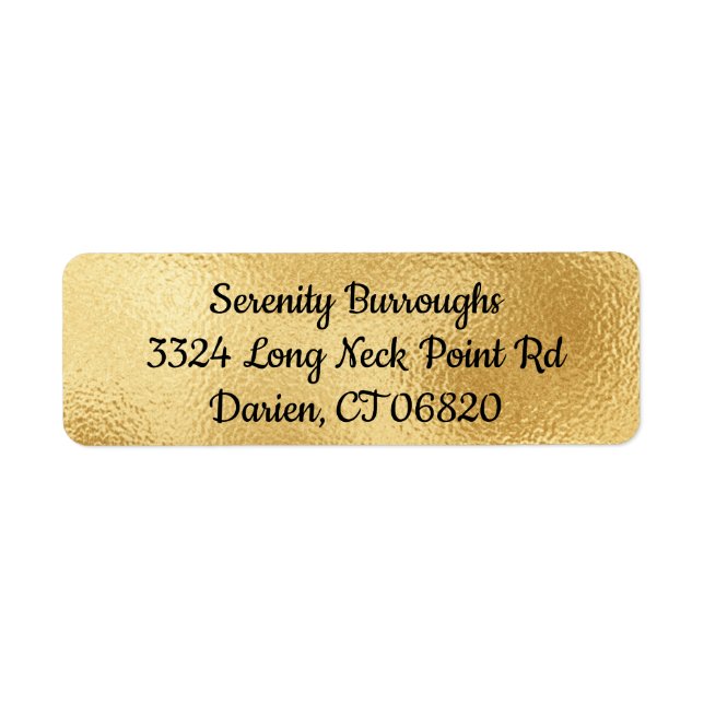 Elegant Gold Glam Address- Wedding, Party (Front)