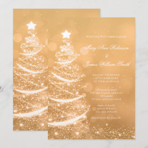 Elegant Gold Glam Christmas Wedding Invitation
