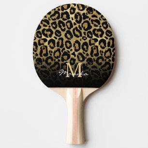 Elegant Gold Glam Leopard Personised Ping Pong Paddle