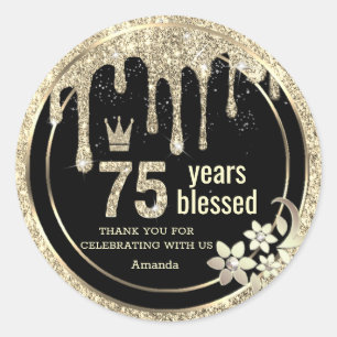 Elegant Gold Glamour Drips Thank You Classic Round Sticker