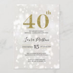 Elegant Gold Glitter 40th Birthday Invitation<br><div class="desc">Modern and elegant design printed Gold Glitter 40th Birthday Invitation that can be customised with your text. Please click the "Customise it" button and use our design tool to modify this template. Check out the Graphic Art Design store for other products that match this design!</div>