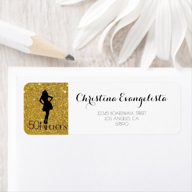 Elegant Gold Glitter 50 & FABULOUS Silhouette (Insitu)