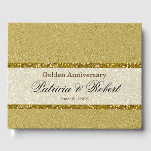 Elegant Gold Glitter  50th Anniversary Guest Book