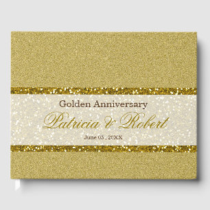 Elegant Gold Glitter  50th Anniversary Guest Book