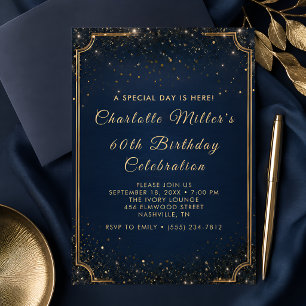 Elegant Gold Glitter 50th Birthday Celebration Invitation
