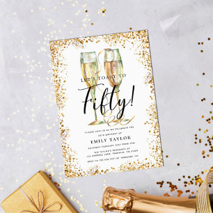 Elegant Gold Glitter 50th Birthday Party Invitation