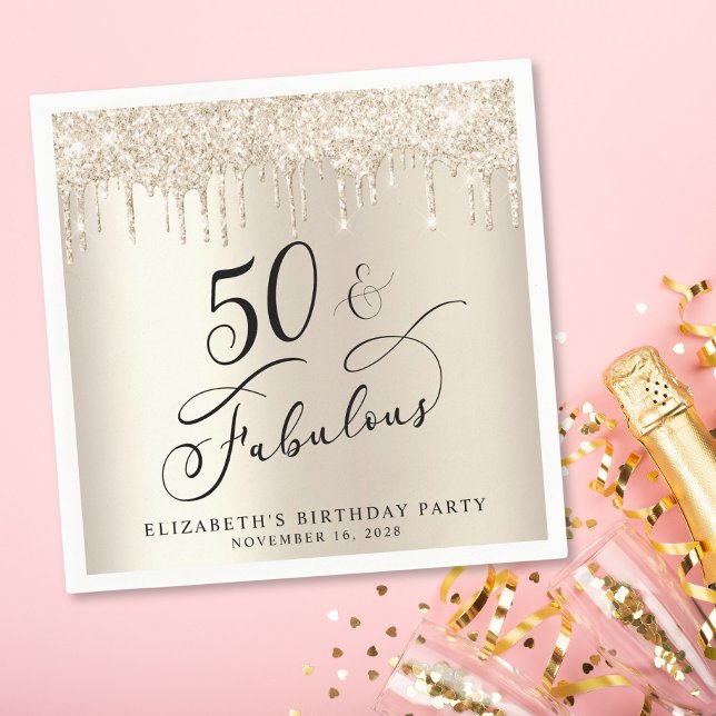 Elegant Gold Glitter 50th Birthday Party  Napkin (Creator Uploaded)