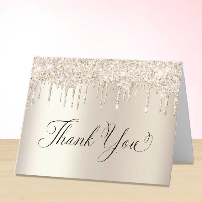 Elegant Gold Glitter 50th Birthday Party Thank You Card (Creator Uploaded)