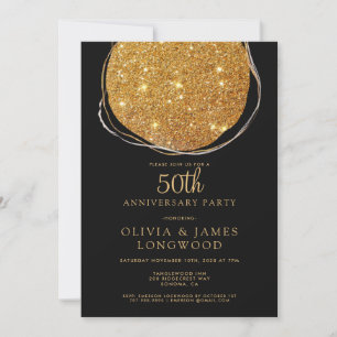Elegant Gold Glitter 50th Wedding Anniversary Invitation