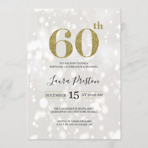 Elegant Gold Glitter 60th Birthday Invitation