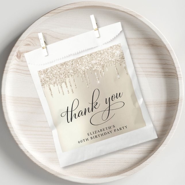 Elegant Gold Glitter 60th Birthday Party Favour Bags (Creator Uploaded)