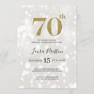 Elegant Gold Glitter 70th Birthday Invitation
