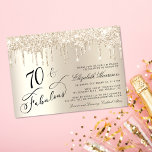 Elegant Gold Glitter 70th Birthday Party Invitation<br><div class="desc">Celebrate her 70 years of sparkle with this elegant gold glitter birthday party invitation  🎉 🎂 🥂 that features "70 & Fabulous" in a stylish script against a gold background,  with drips of gold faux glitter.</div>