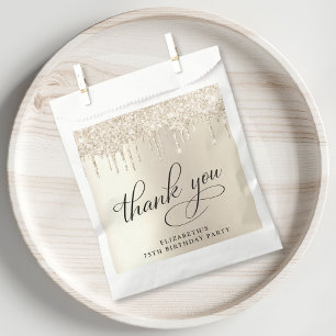 Elegant Gold Glitter 75th Birthday Party Favour Bags
