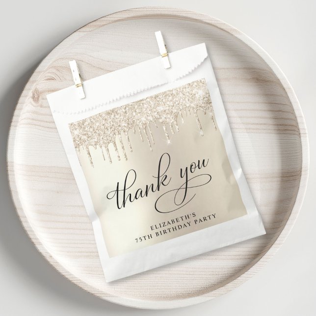 Elegant Gold Glitter 75th Birthday Party Favour Bags (Creator Uploaded)