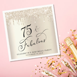 Elegant Gold Glitter 75th Birthday Party Napkin