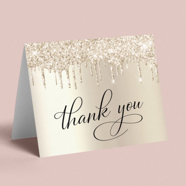 Elegant Gold Glitter 75th Birthday Party Thank You Card (Creator Uploaded)