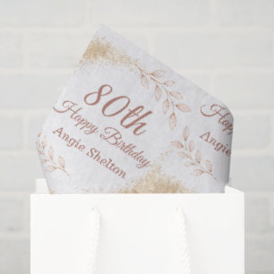 Elegant Gold Glitter 80th Birthday Tissue Paper